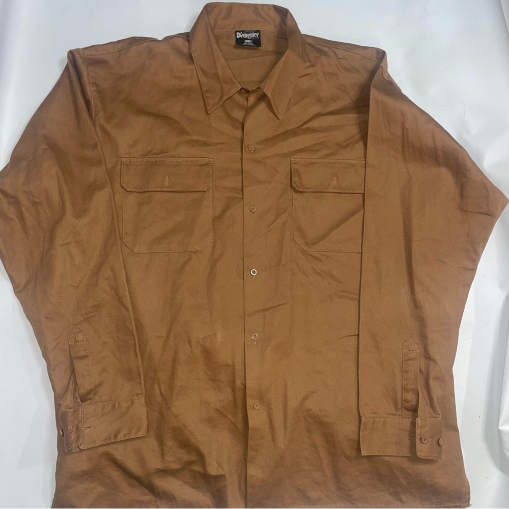 3x Vintage Carmel Brown long sleeve Button-Up Shirt/jacket  - Lightweight 56% ra